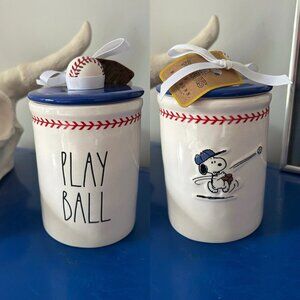 Rae Dunn Snoopy Baseball Play Ball Canister Brand NEW with Tags 6.5" Height